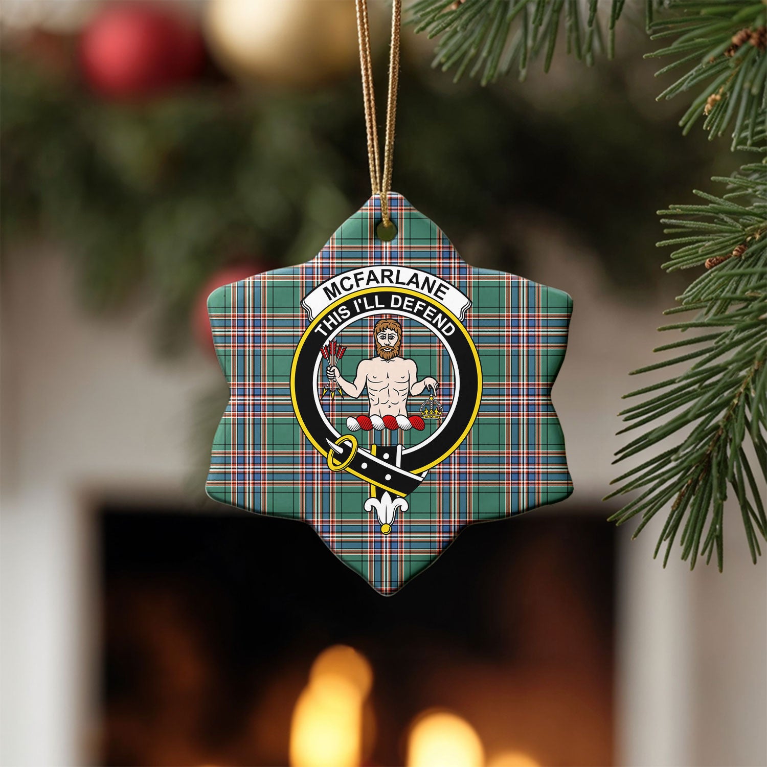 McFarlane Hunting Ancient Tartan Crest Christmas Ceramic Ornament