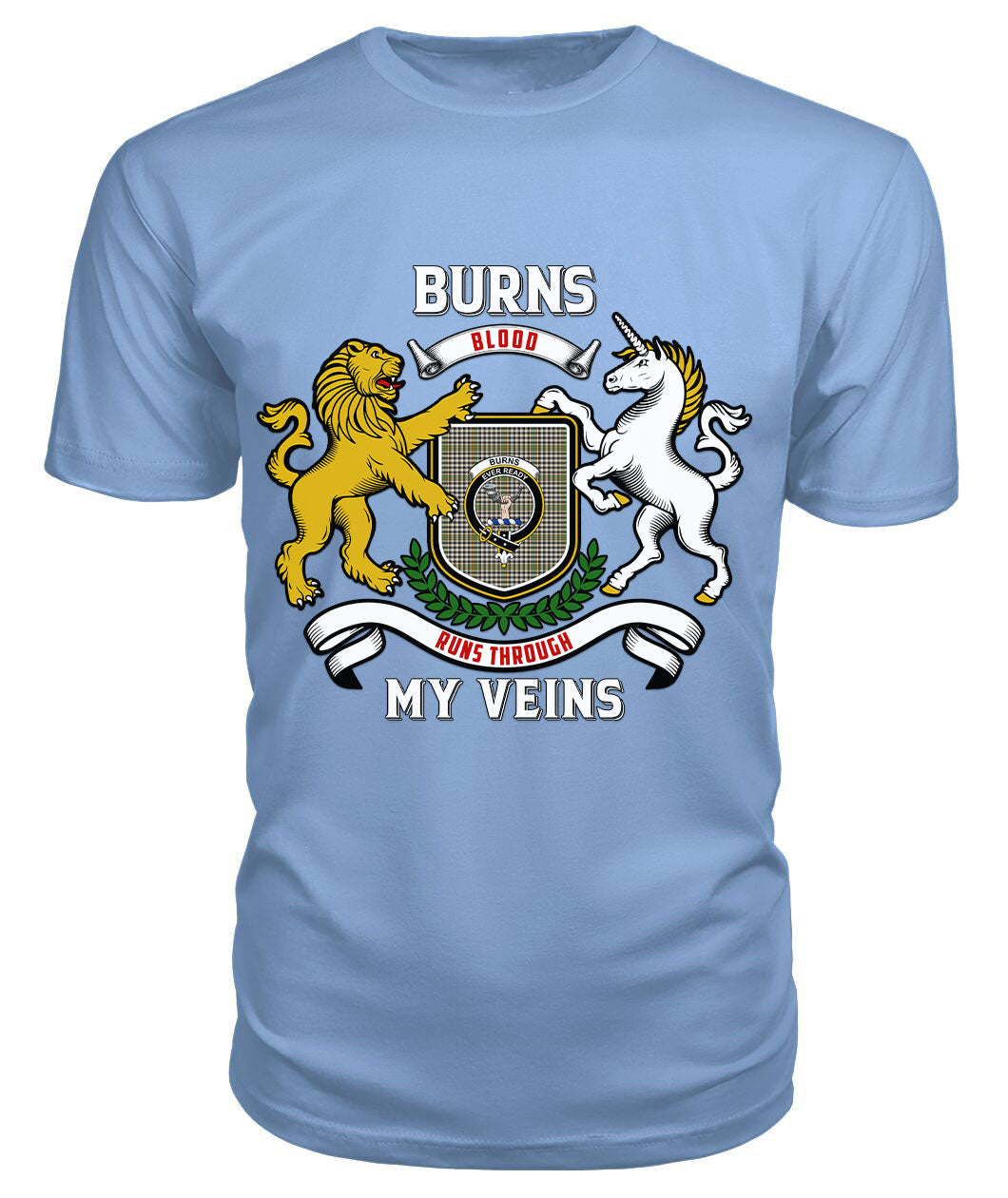 Burns Tartan Crest 2D T-shirt - Blood Runs Through My Veins Style