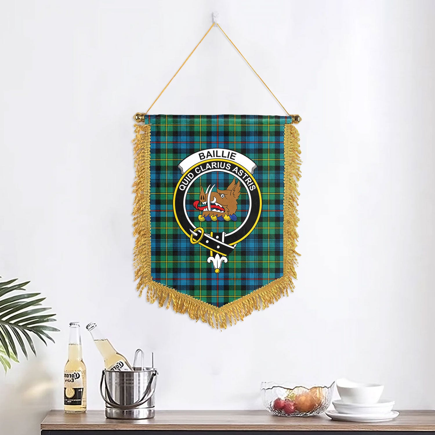 Baillie Ancient Tartan Crest Wall Hanging Banner