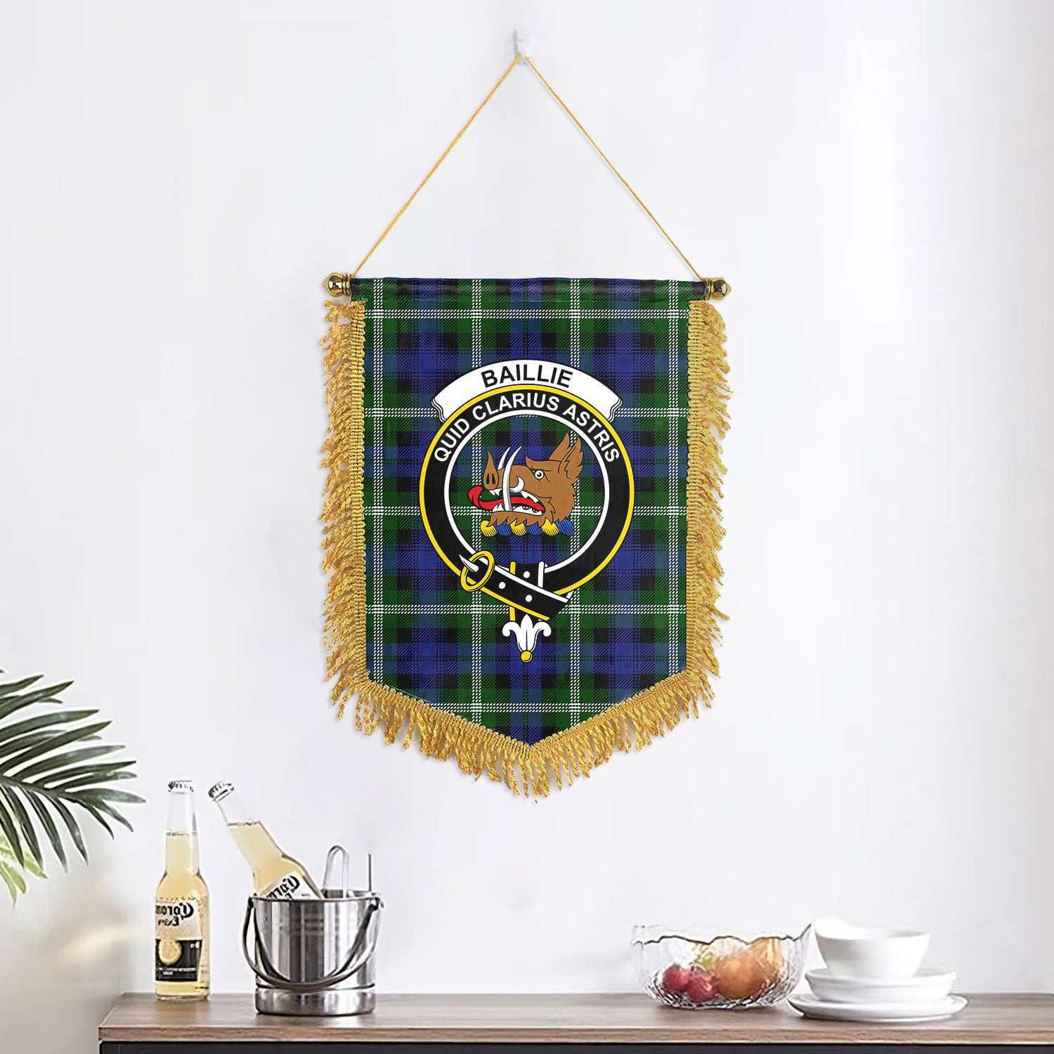 Baillie Modern Tartan Crest Wall Hanging Banner