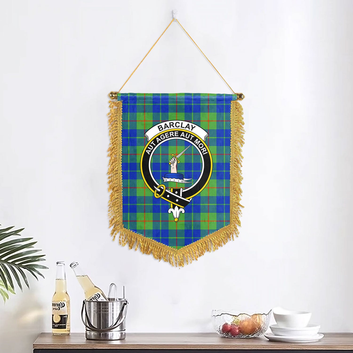 Barclay Hunting Ancient Tartan Crest Wall Hanging Banner