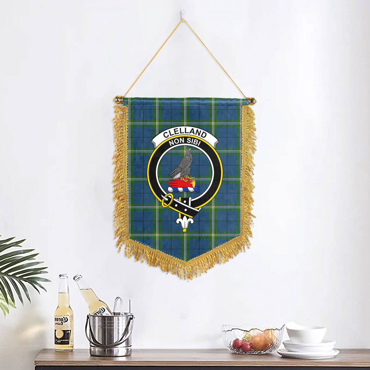 Clelland Tartan Crest Wall Hanging Banner