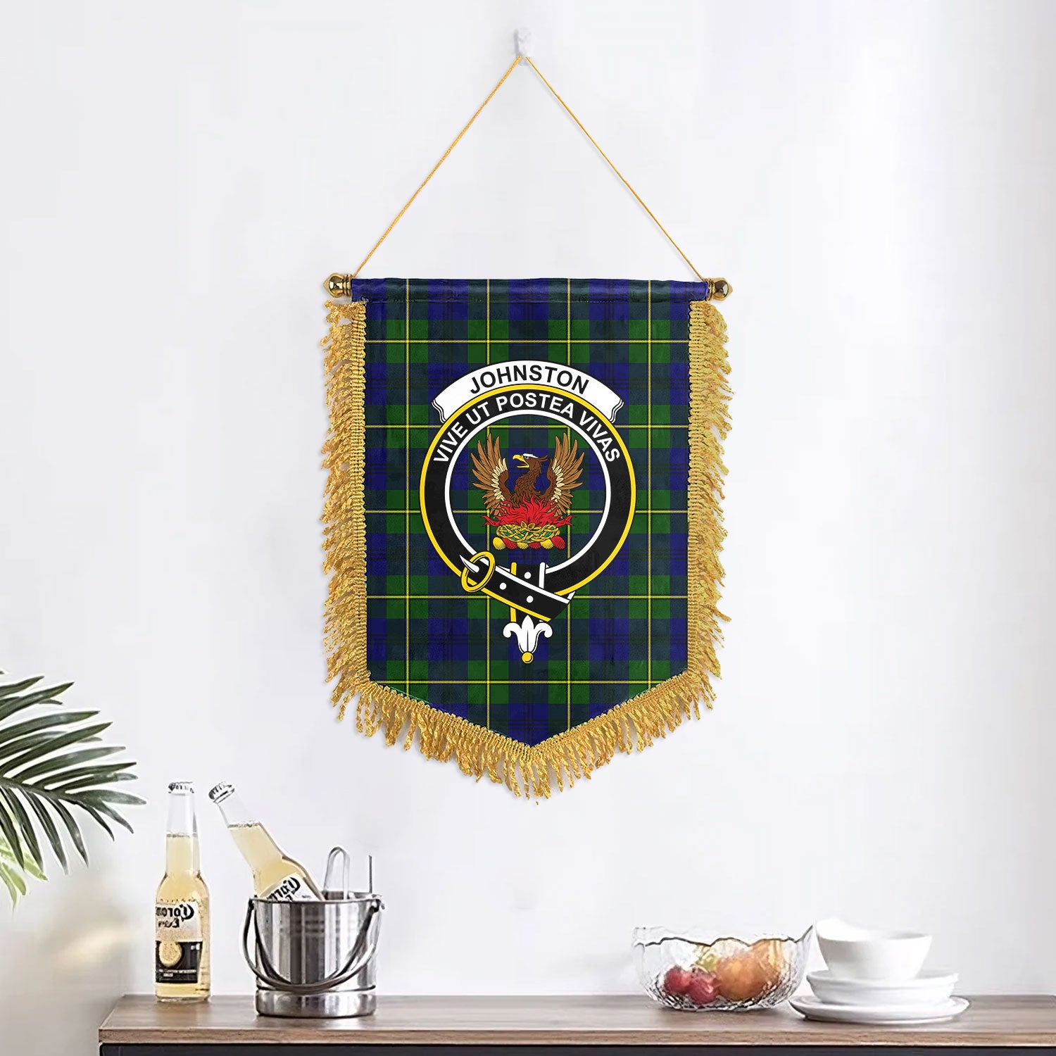 Johnston of Caskieben Tartan Crest Wall Hanging Banner