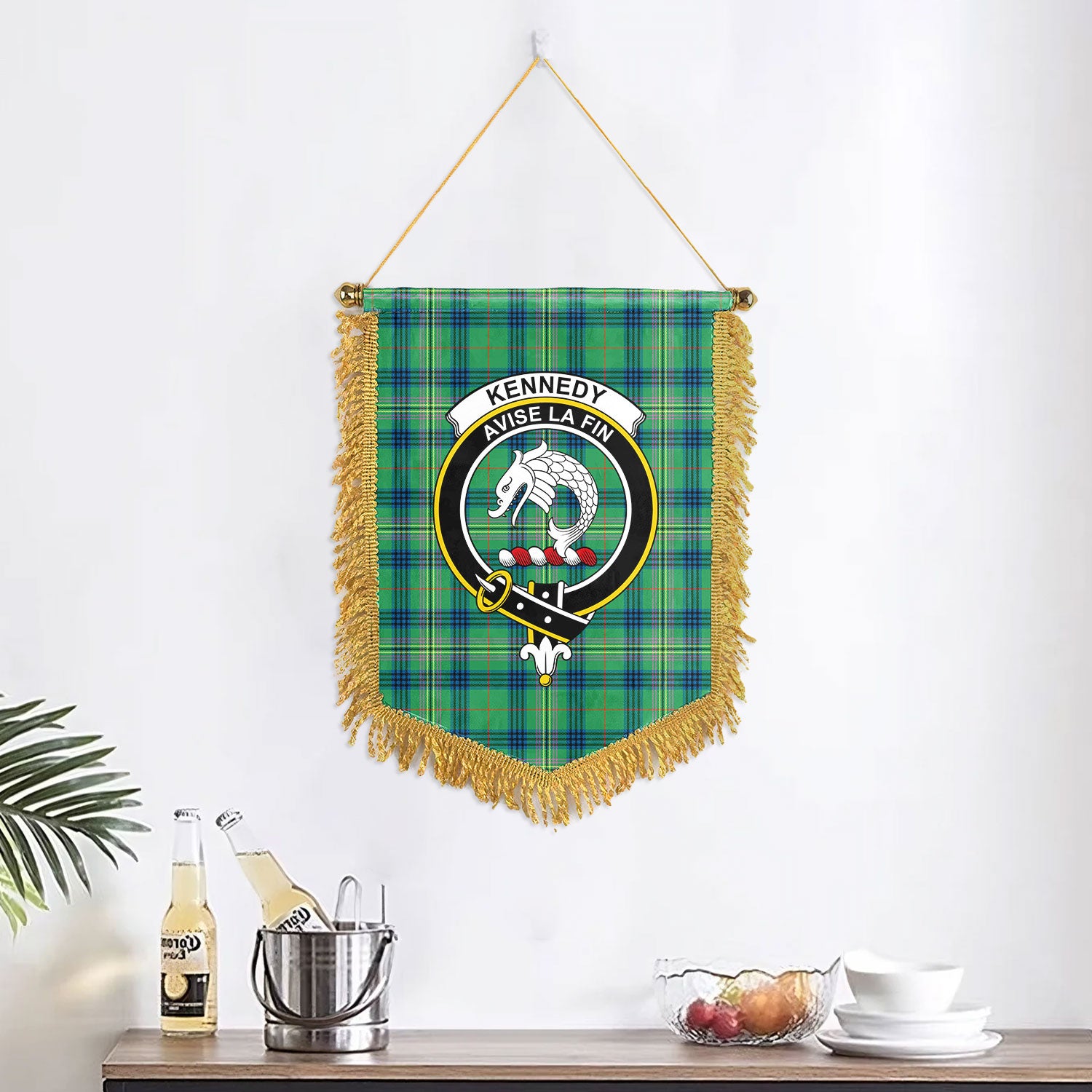 Kennedy Ancient Tartan Crest Wall Hanging Banner