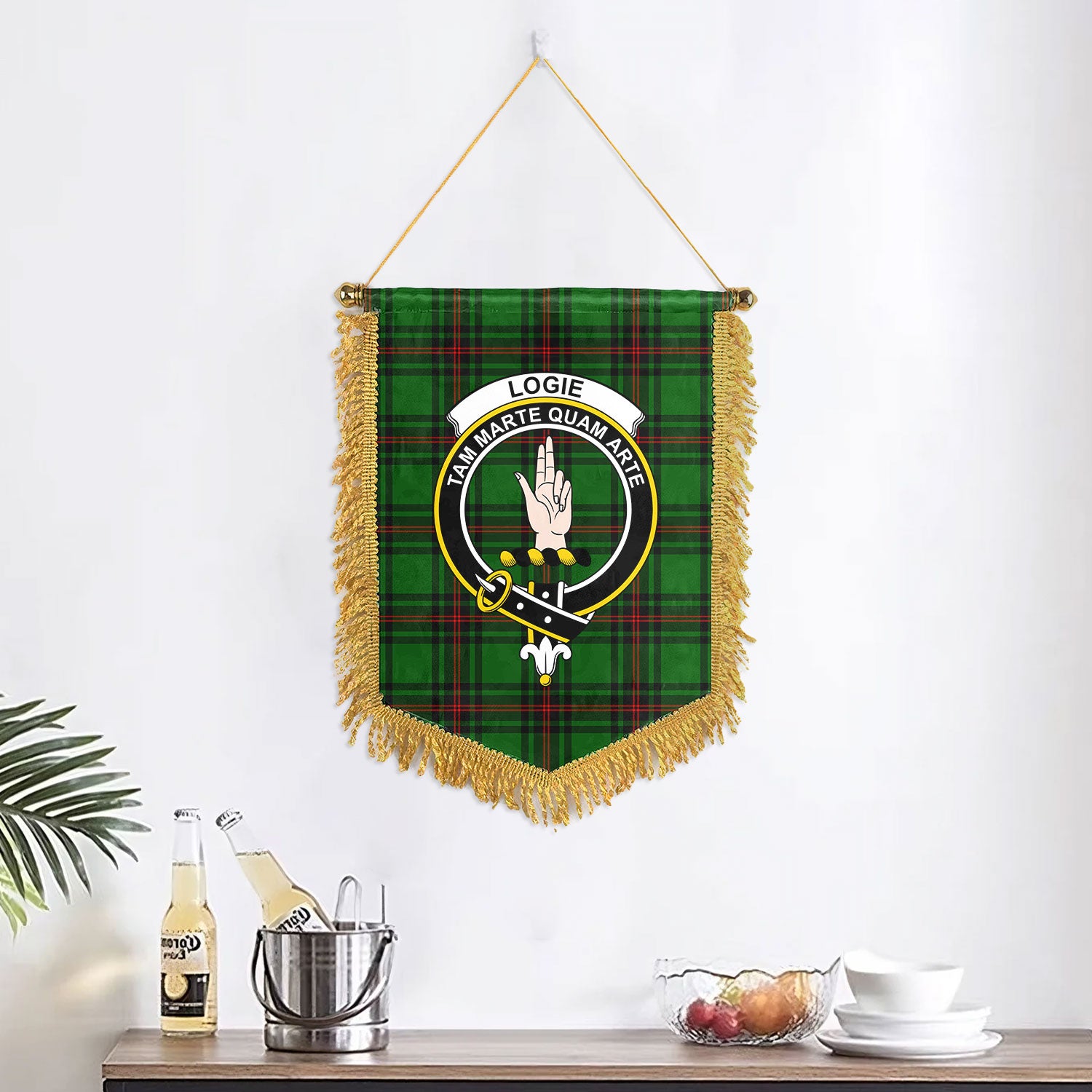 Logie Tartan Crest Wall Hanging Banner