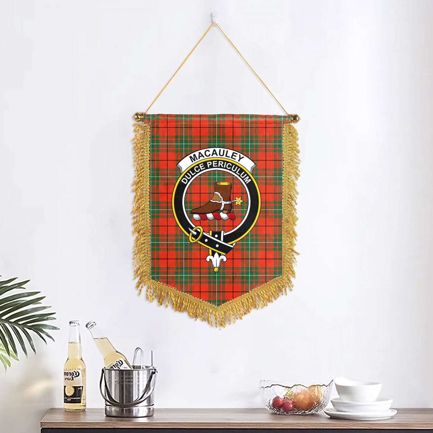 MacAuley Ancient Tartan Crest Wall Hanging Banner