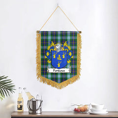 Porteous Tartan Coat of Arms Wall Hanging Banner