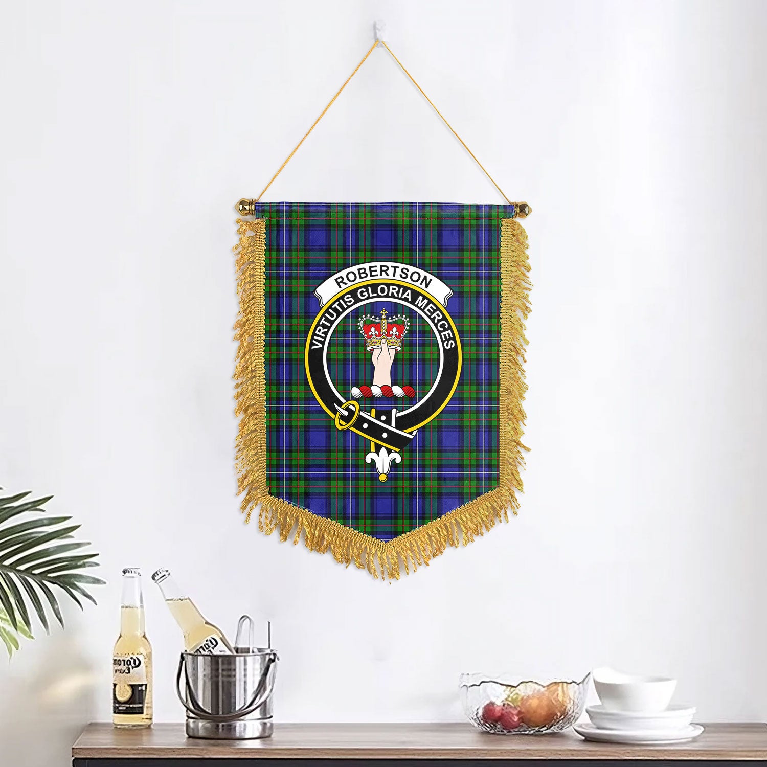 Robertson Hunting Modern Tartan Crest Wall Hanging Banner