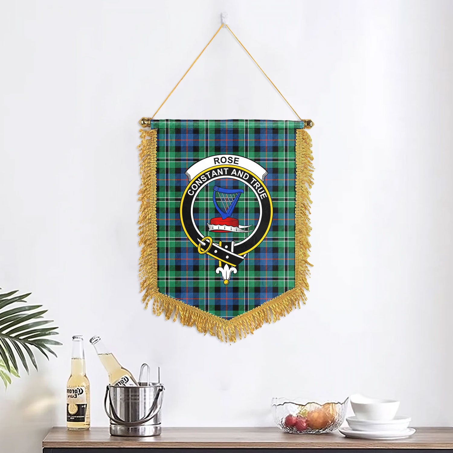 Rose Hunting Ancient Tartan Crest Wall Hanging Banner