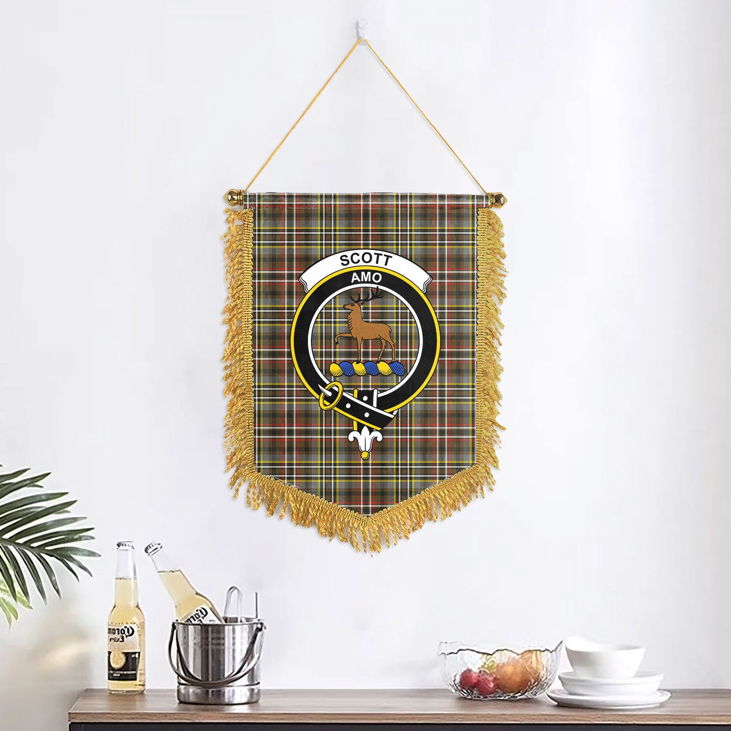 Scott Green Weathered Tartan Crest Wall Hanging Banner