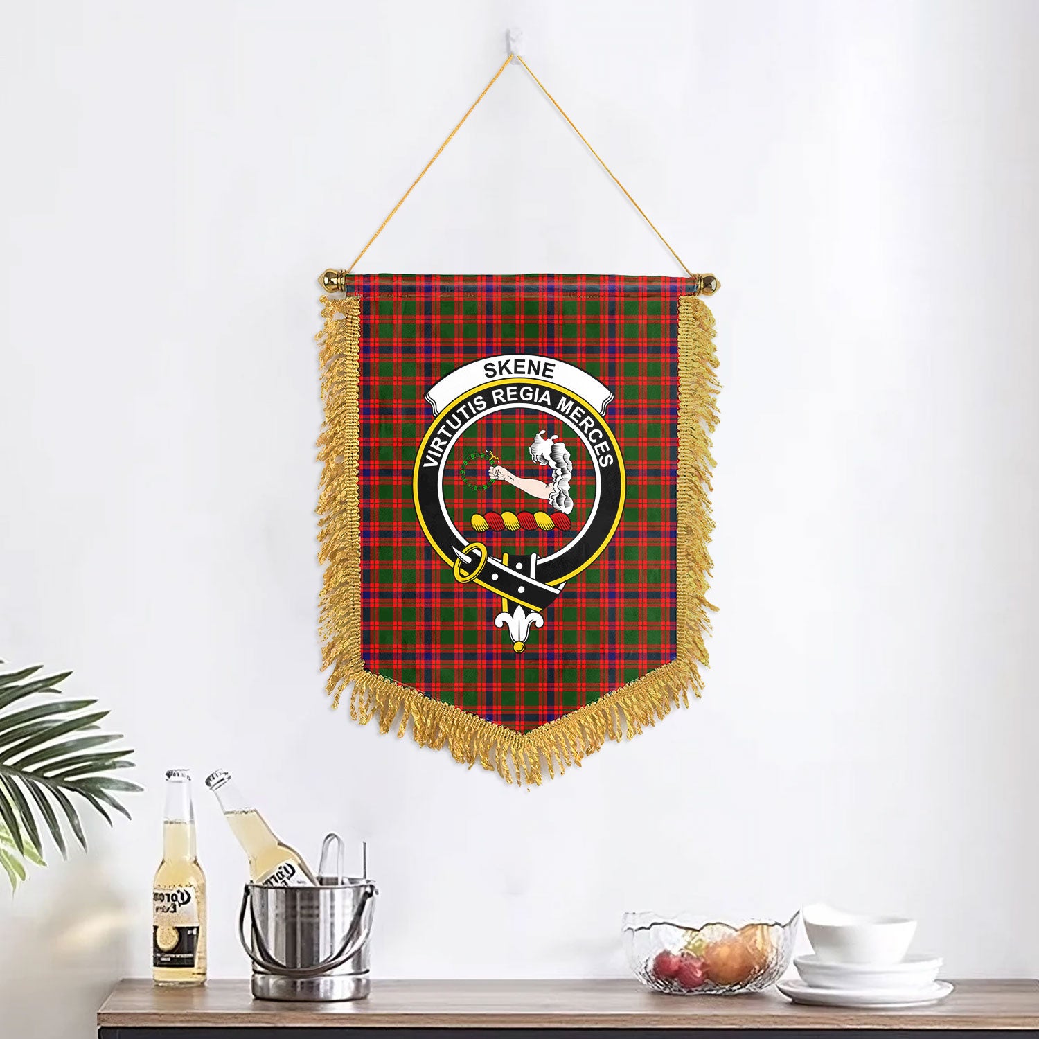 Skene Modern Tartan Crest Wall Hanging Banner