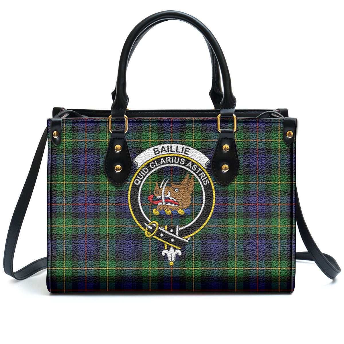 Baillie Tartan Crest Leather Handbag