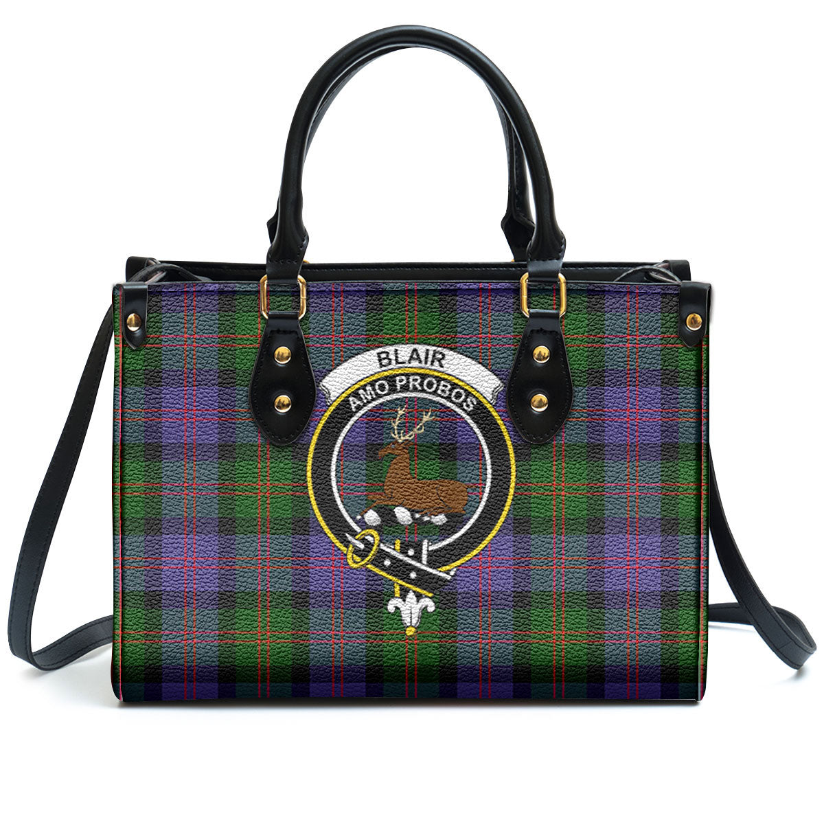 Blair Modern Tartan Crest Leather Handbag