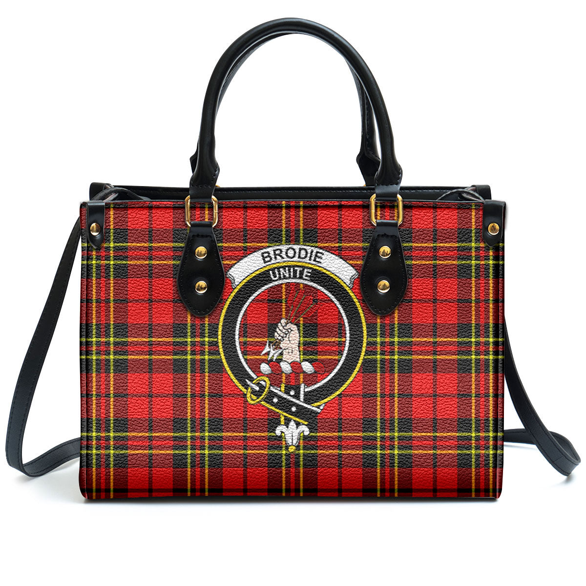 Brodie Modern Tartan Crest Leather Handbag