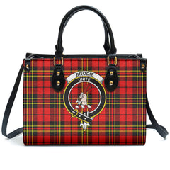 Brodie Modern Tartan Crest Leather Handbag