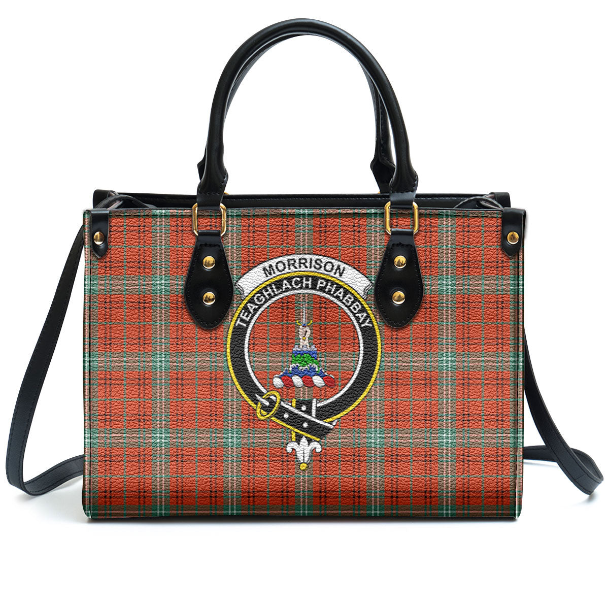 Morrison Red Ancient Tartan Crest Leather Handbag