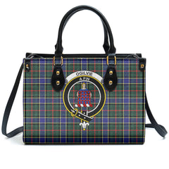 Ogilvie Hunting Modern Tartan Crest Leather Handbag