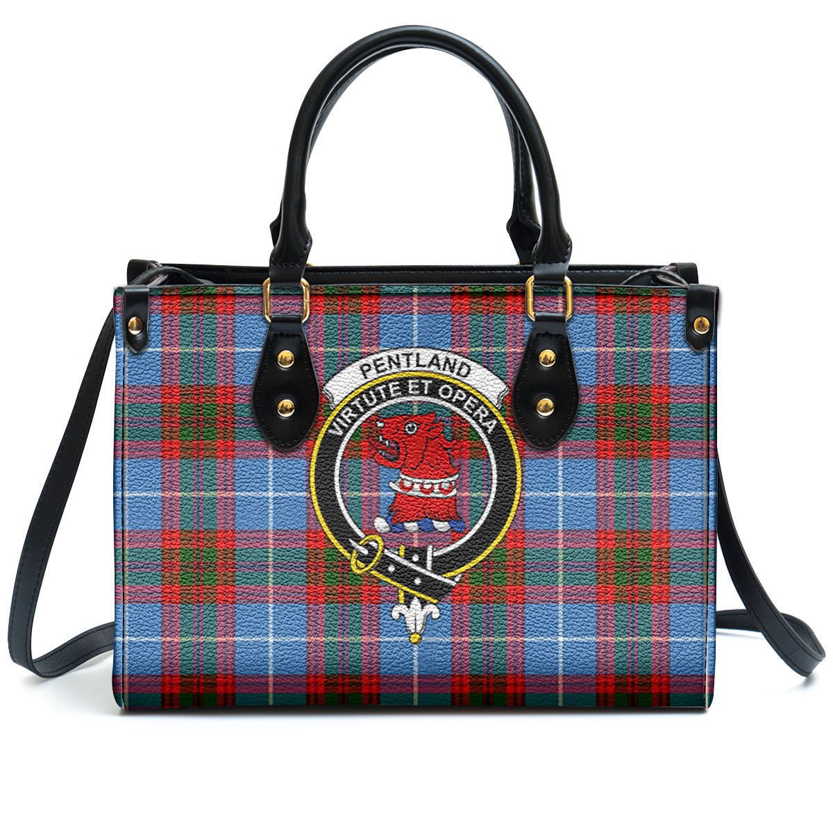 Pentland Tartan Crest Leather Handbag