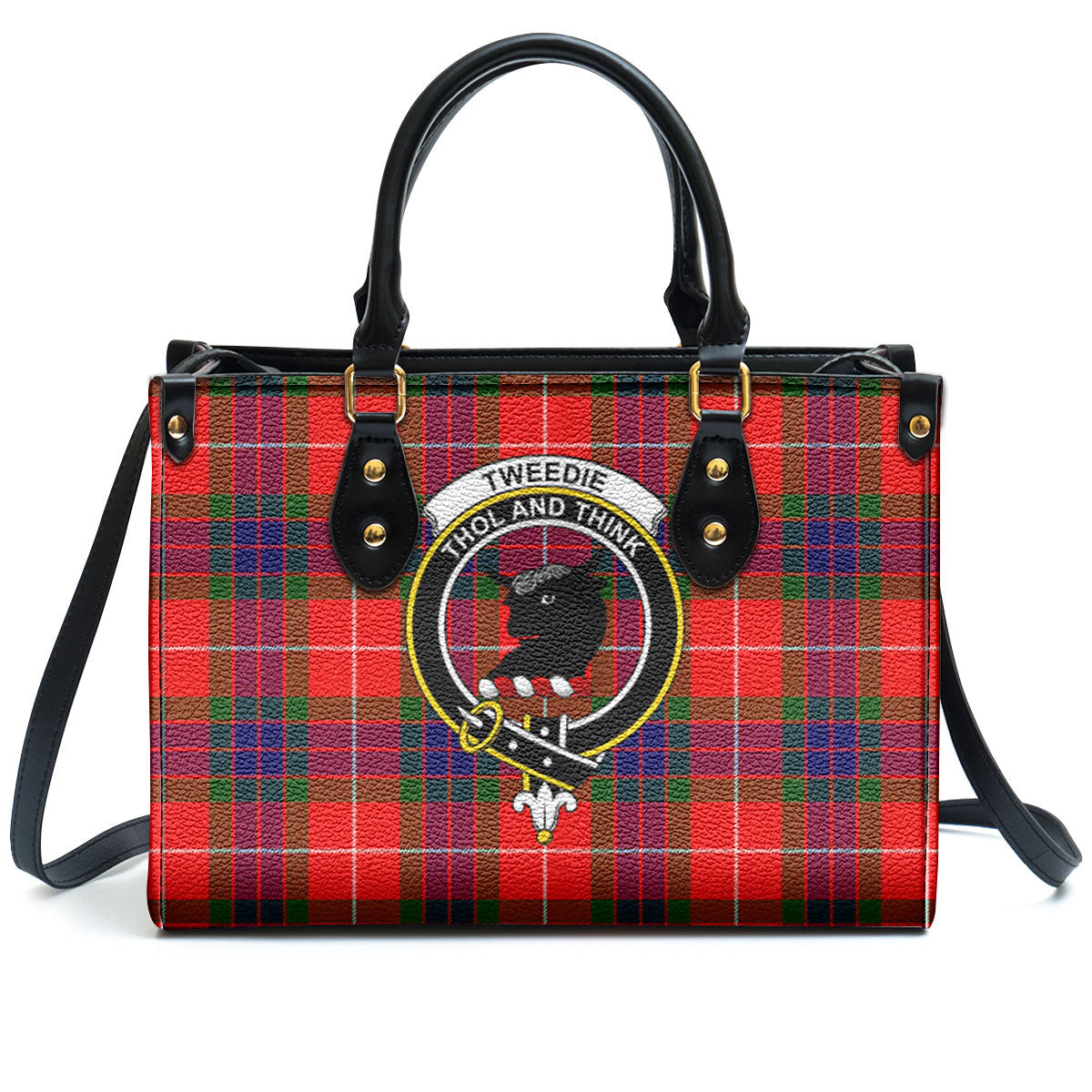 Tweedie Tartan Crest Leather Handbag