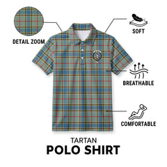 Balfour Blue Tartan Crest Birdseye Mesh Polo Shirt