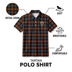 Brown Ancient Tartan Crest Birdseye Mesh Polo Shirt