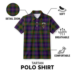 Cameron of Erracht Modern Tartan Crest Birdseye Mesh Polo Shirt