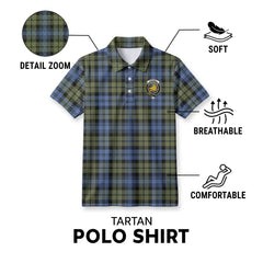Campbell Faded Tartan Crest Birdseye Mesh Polo Shirt