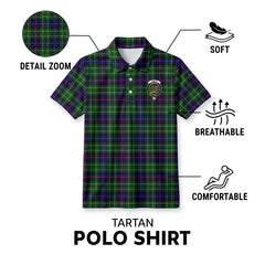 Leslie Hunting Tartan Crest Birdseye Mesh Polo Shirt