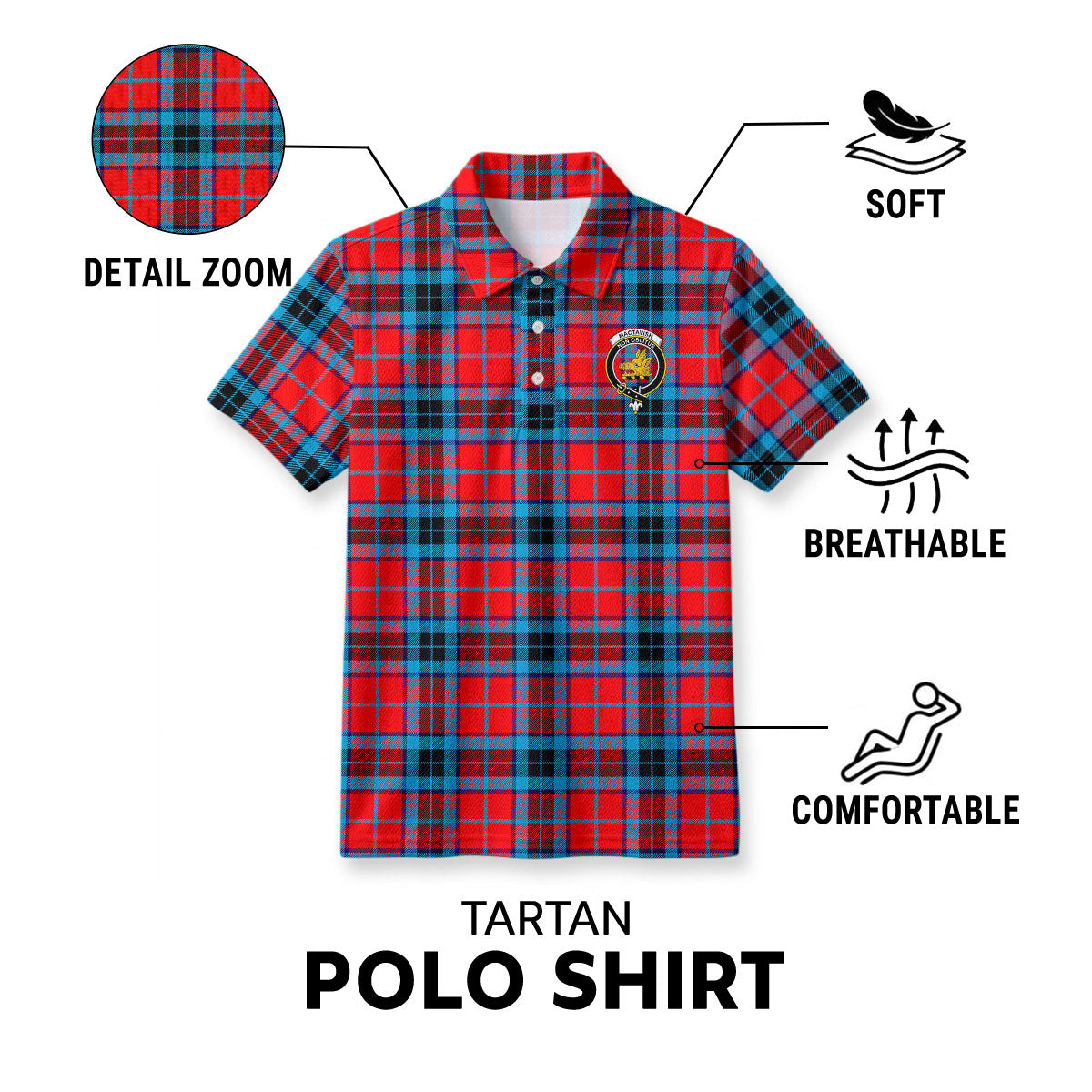 MacTavish Modern Tartan Crest Birdseye Mesh Polo Shirt