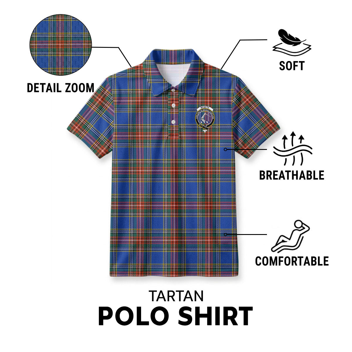 McBeth Ancient Tartan Crest Birdseye Mesh Polo Shirt
