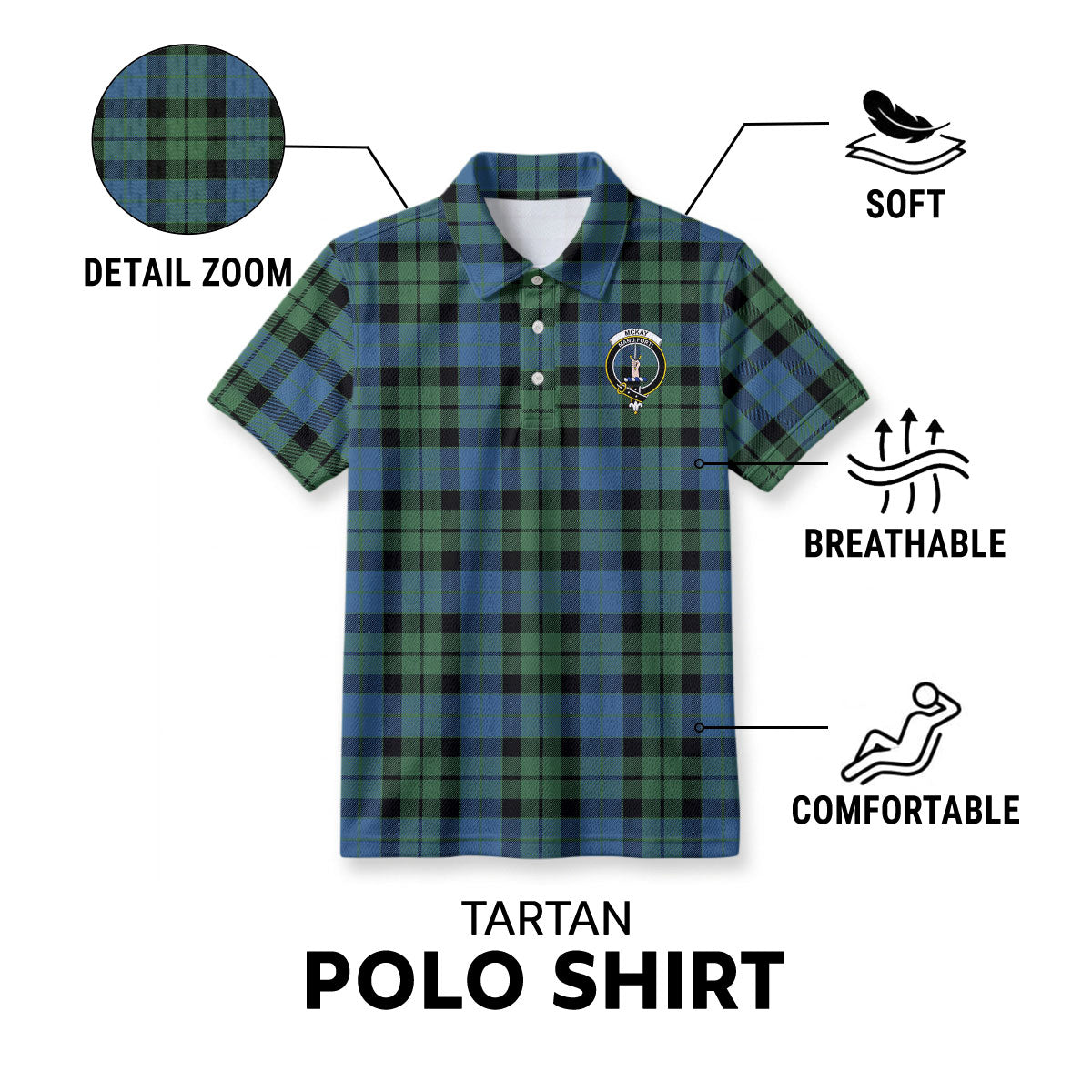 McKay Ancient Tartan Crest Birdseye Mesh Polo Shirt