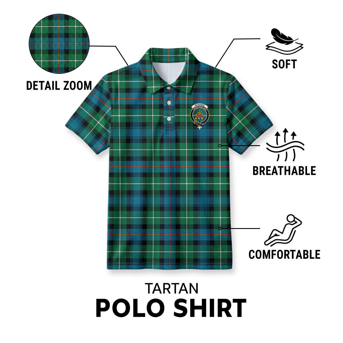 McKenzie Ancient Tartan Crest Birdseye Mesh Polo Shirt
