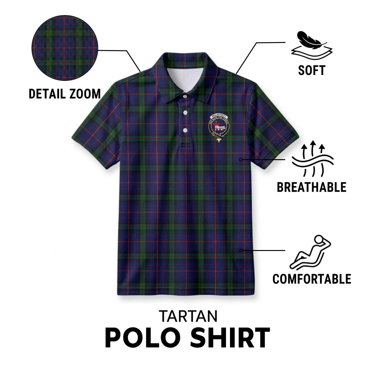 McLafferty Tartan Crest Birdseye Mesh Polo Shirt