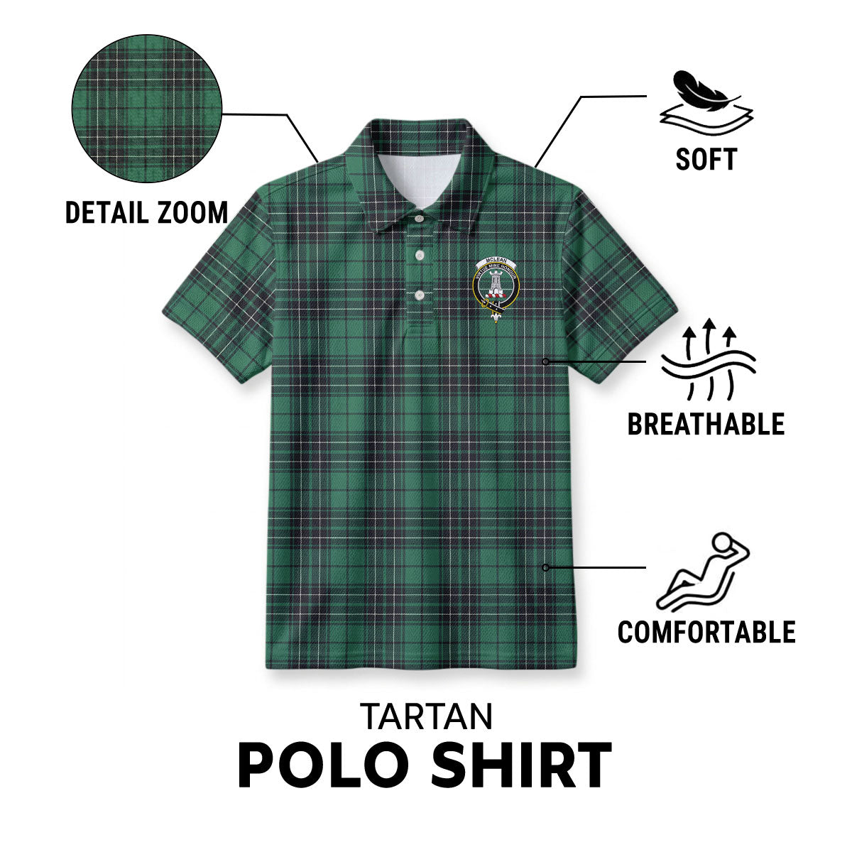 McLean Hunting Ancient Tartan Crest Birdseye Mesh Polo Shirt