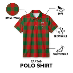 Moncrief Tartan Crest Birdseye Mesh Polo Shirt