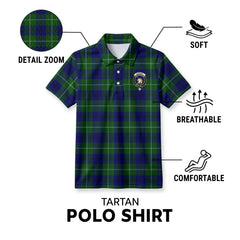 Oliphant Modern Tartan Crest Birdseye Mesh Polo Shirt