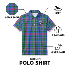 Pitcairn Hunting Tartan Crest Birdseye Mesh Polo Shirt