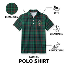Ross Hunting Modern Tartan Crest Birdseye Mesh Polo Shirt