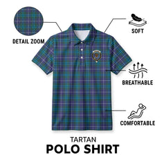 Sandilands Tartan Crest Birdseye Mesh Polo Shirt