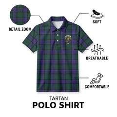 Sinclair Hunting Modern Tartan Crest Birdseye Mesh Polo Shirt