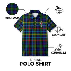 Smith Modern Tartan Crest Birdseye Mesh Polo Shirt