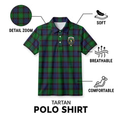 Stewart Old Modern Tartan Crest Birdseye Mesh Polo Shirt