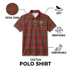 Stewart Royal Tartan Crest Birdseye Mesh Polo Shirt