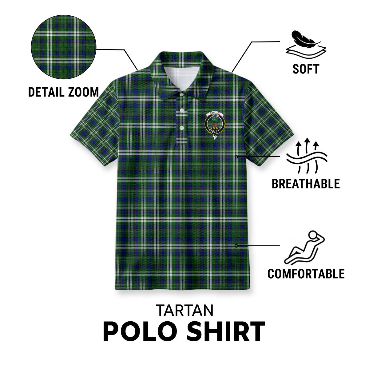 Swinton Tartan Crest Birdseye Mesh Polo Shirt
