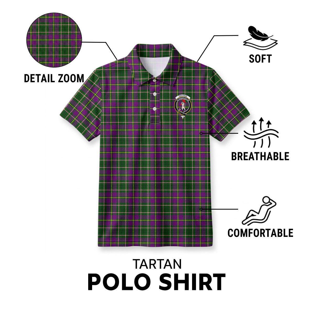 Tailyour (or Taylor) Tartan Crest Birdseye Mesh Polo Shirt