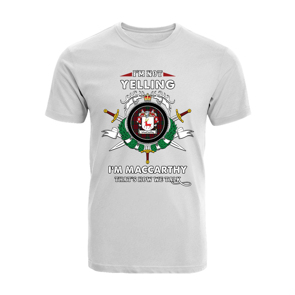 MacCarthy Tartan Crest T-shirt - I'm not yelling style