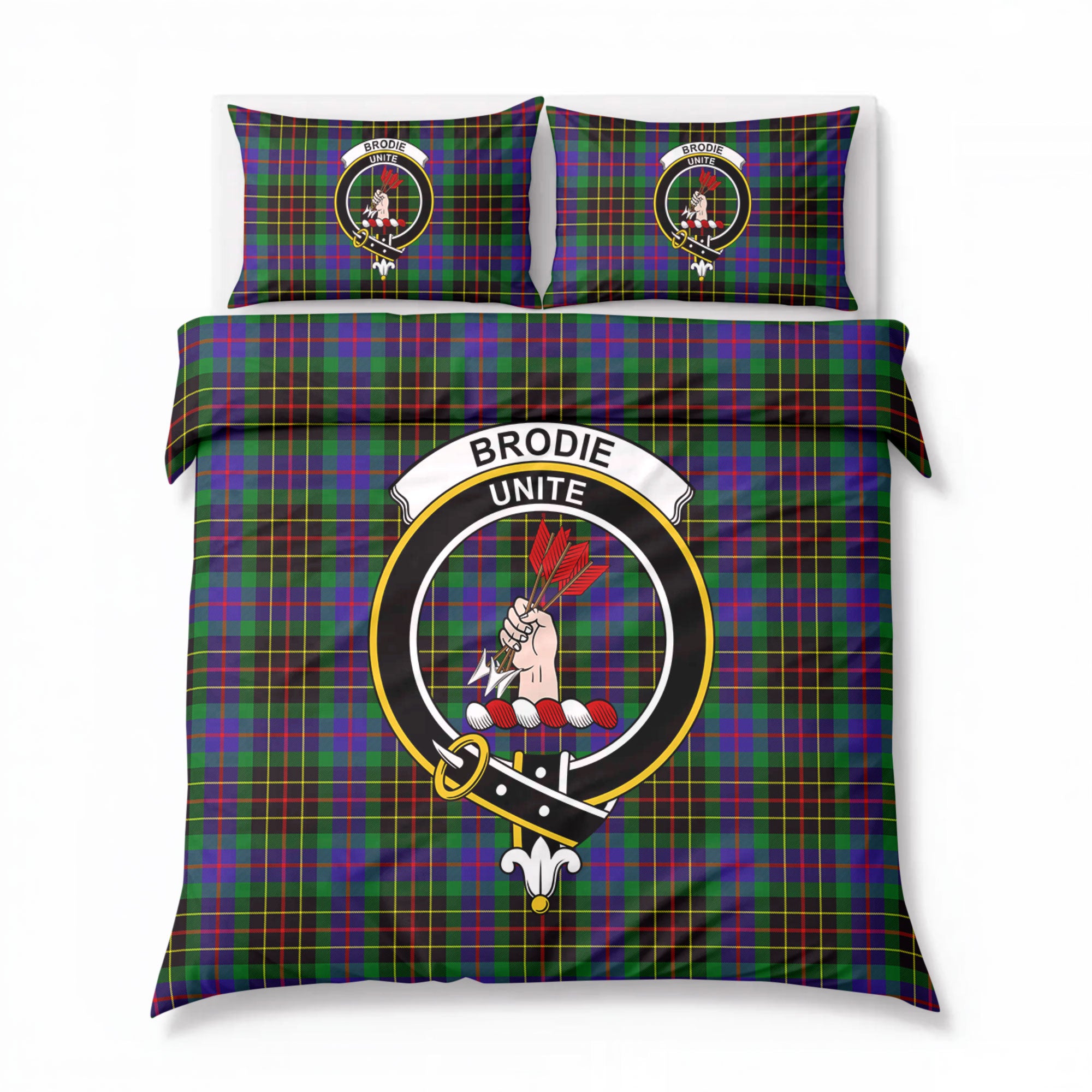 Brodie Hunting Modern Tartan Crest Bedding Set