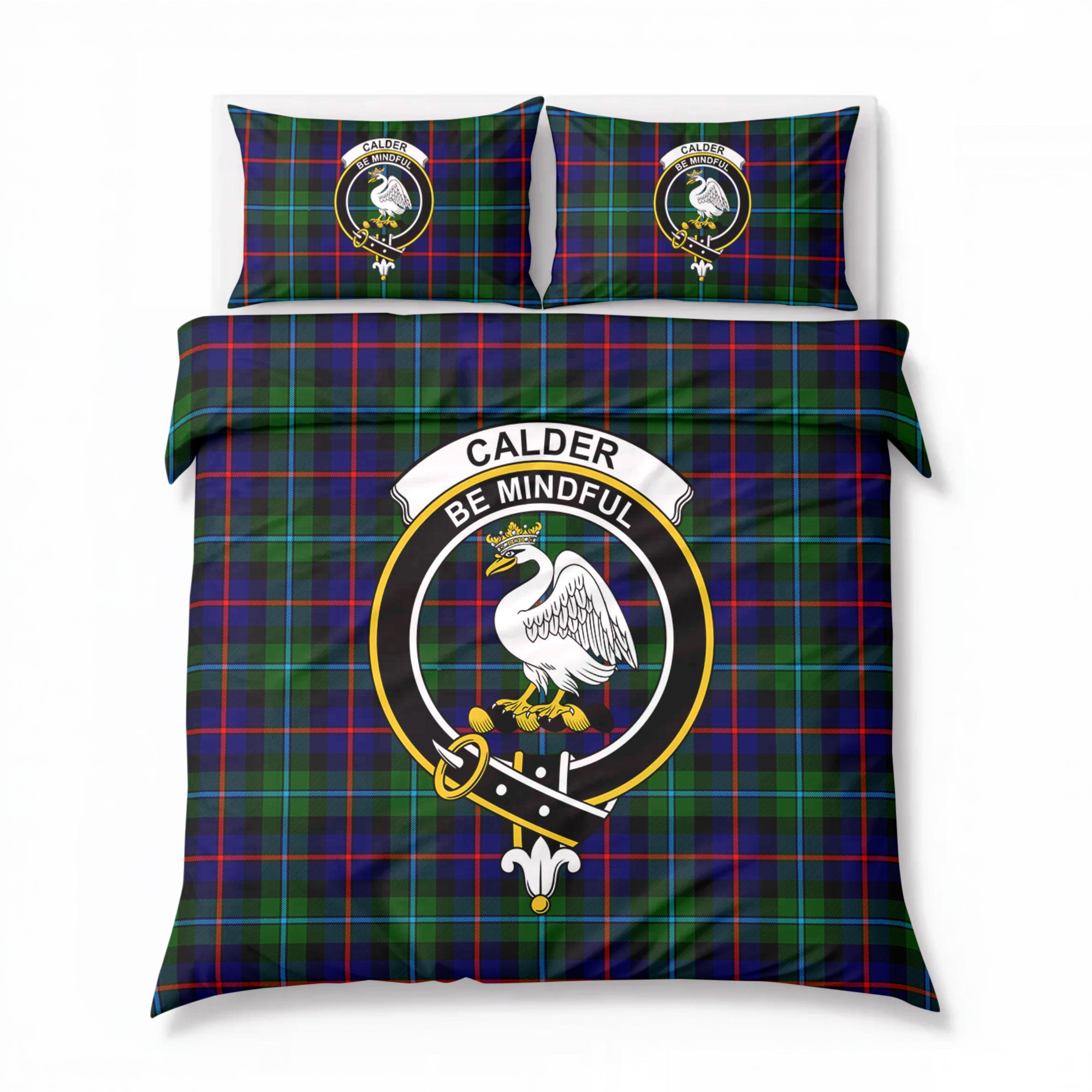 Calder (Calder-Campbell) Tartan Crest Bedding Set