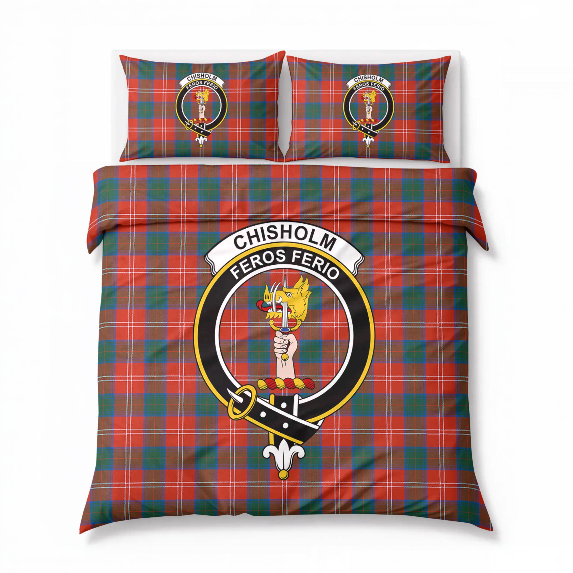 Chisholm Ancient Tartan Crest Bedding Set