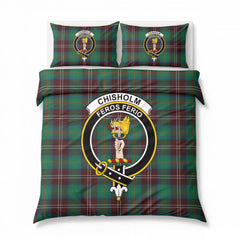 Chisholm Hunting Ancient Tartan Crest Bedding Set